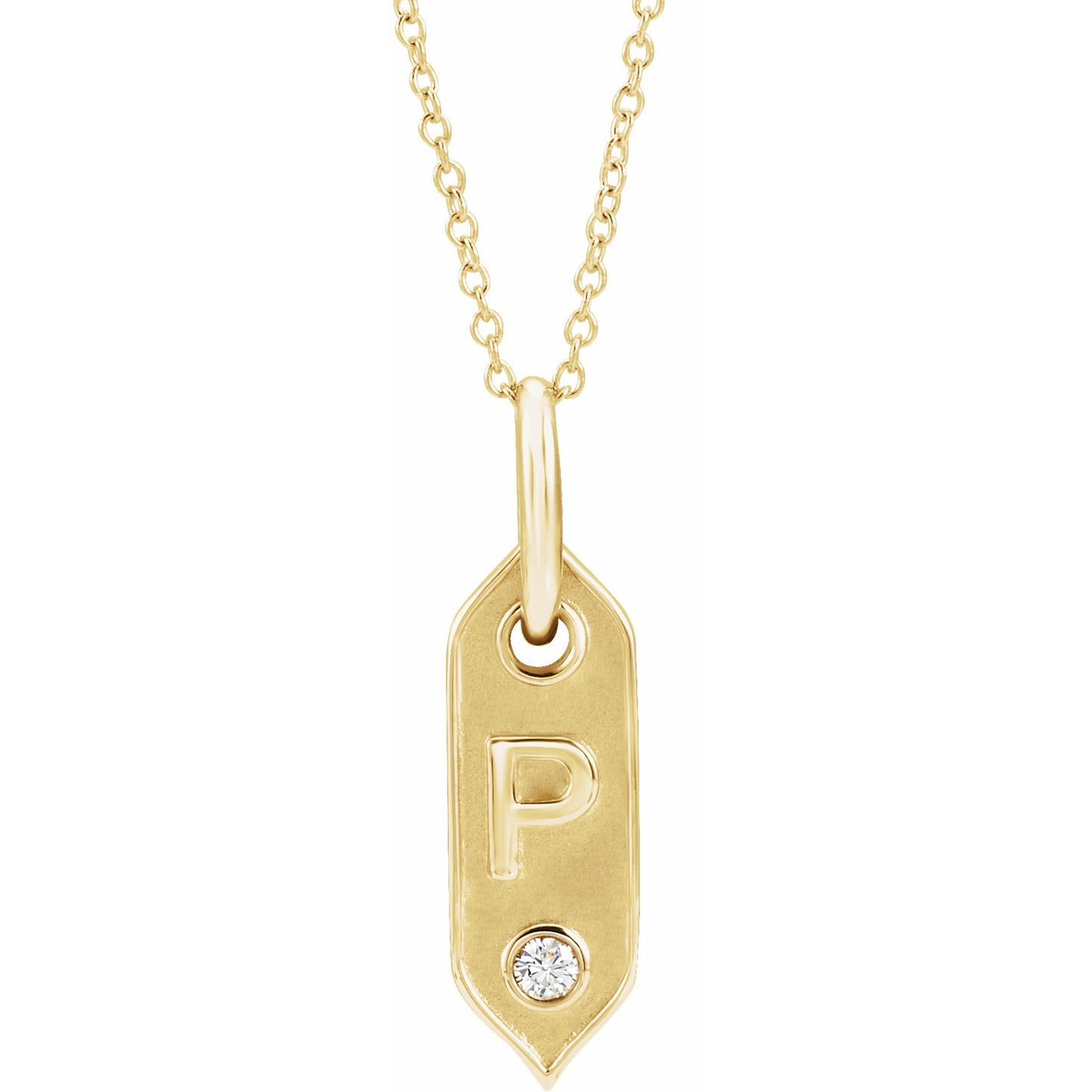 14K Yellow Initial P .05 CT Diamond 16-18 Necklace