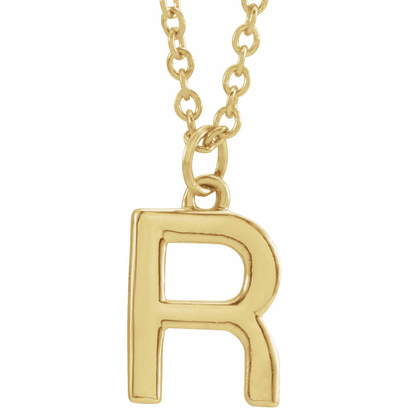 14K Yellow Initial R Dangle 16 Necklace