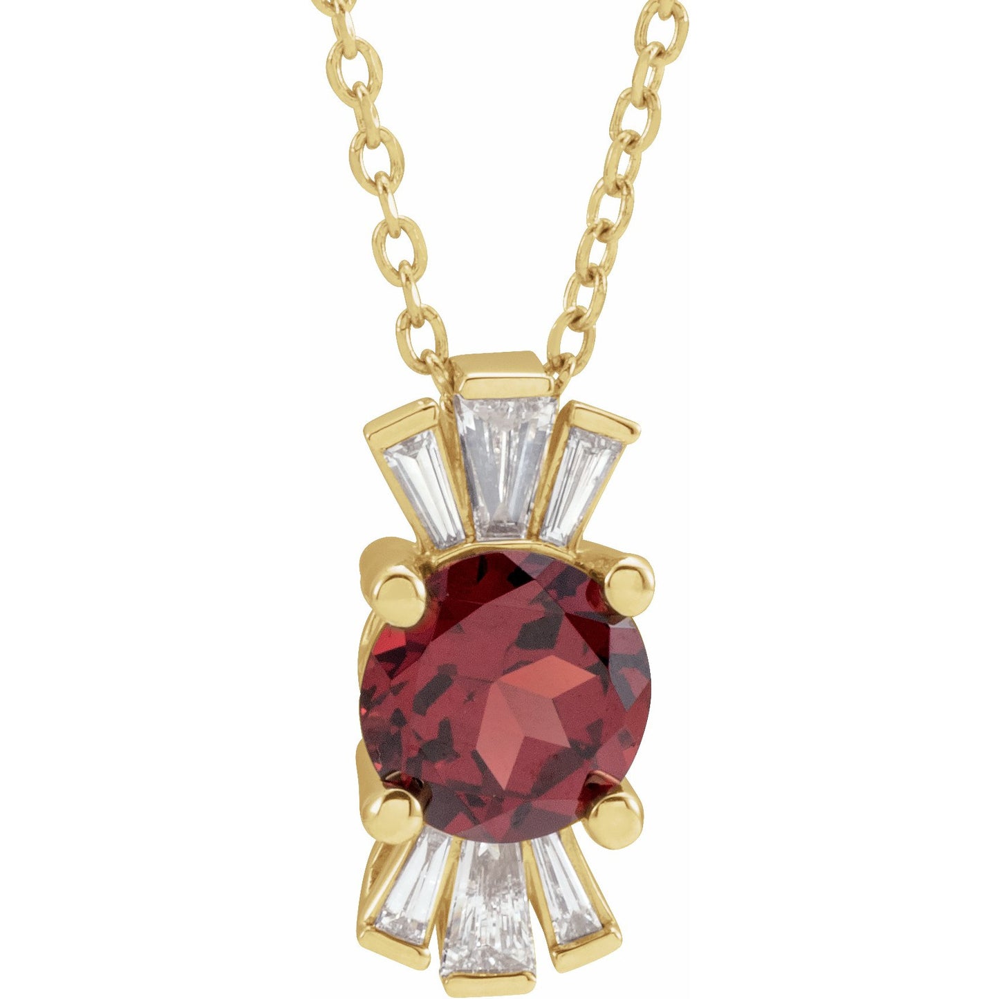 14K Yellow Mozambique Garnet & 1/6 CTW Diamond 16-18 Necklace