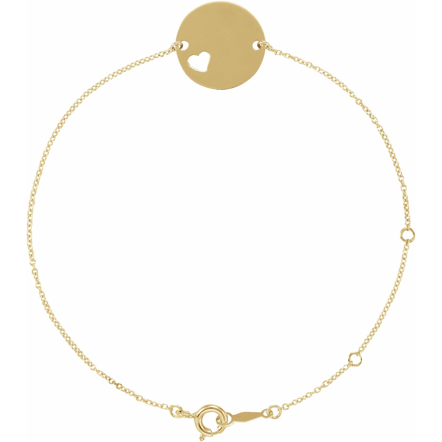 14K Yellow Pierced Heart Disc 7-8 Bracelet