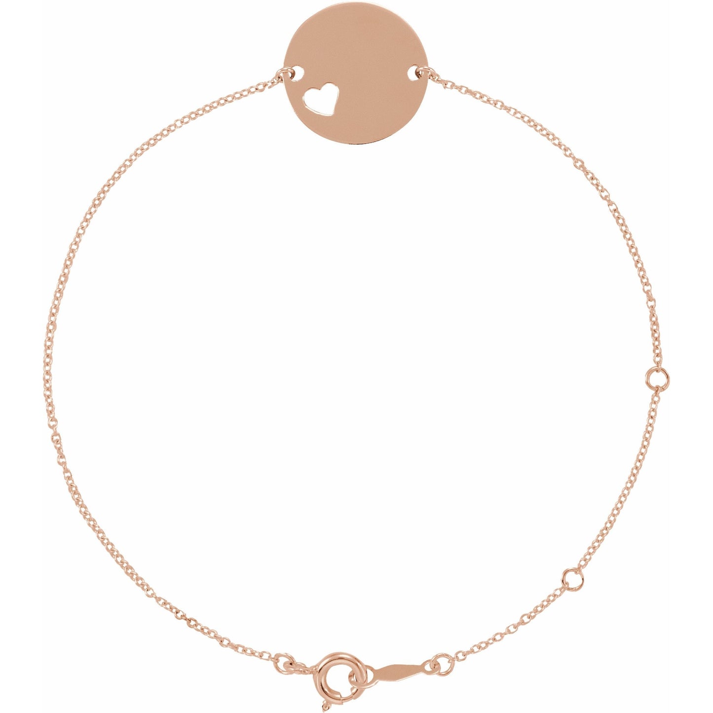 14K Rose Pierced Heart Disc 7-8 Bracelet