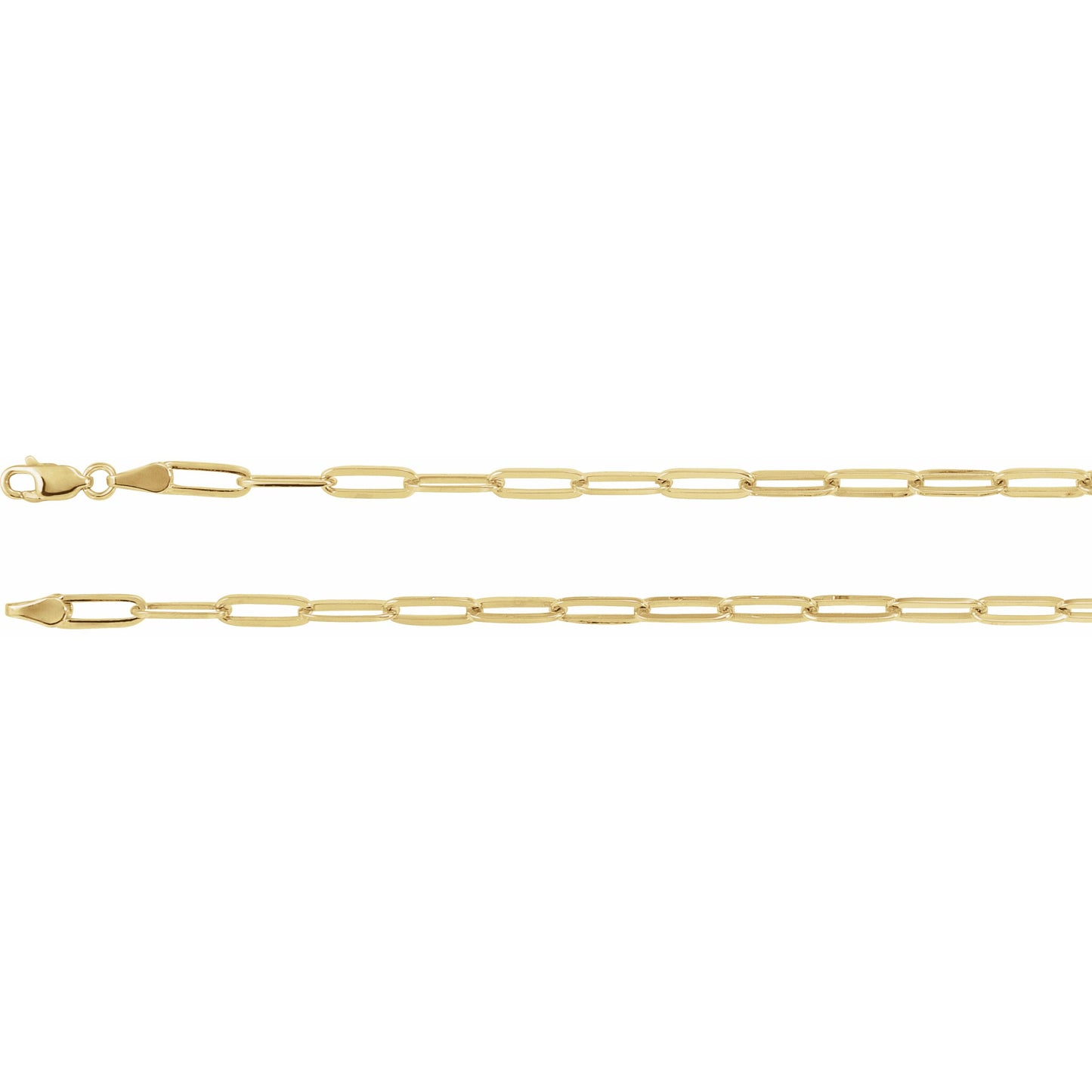 14K Yellow 3.85 mm Elongated Flat Link 20 Chain