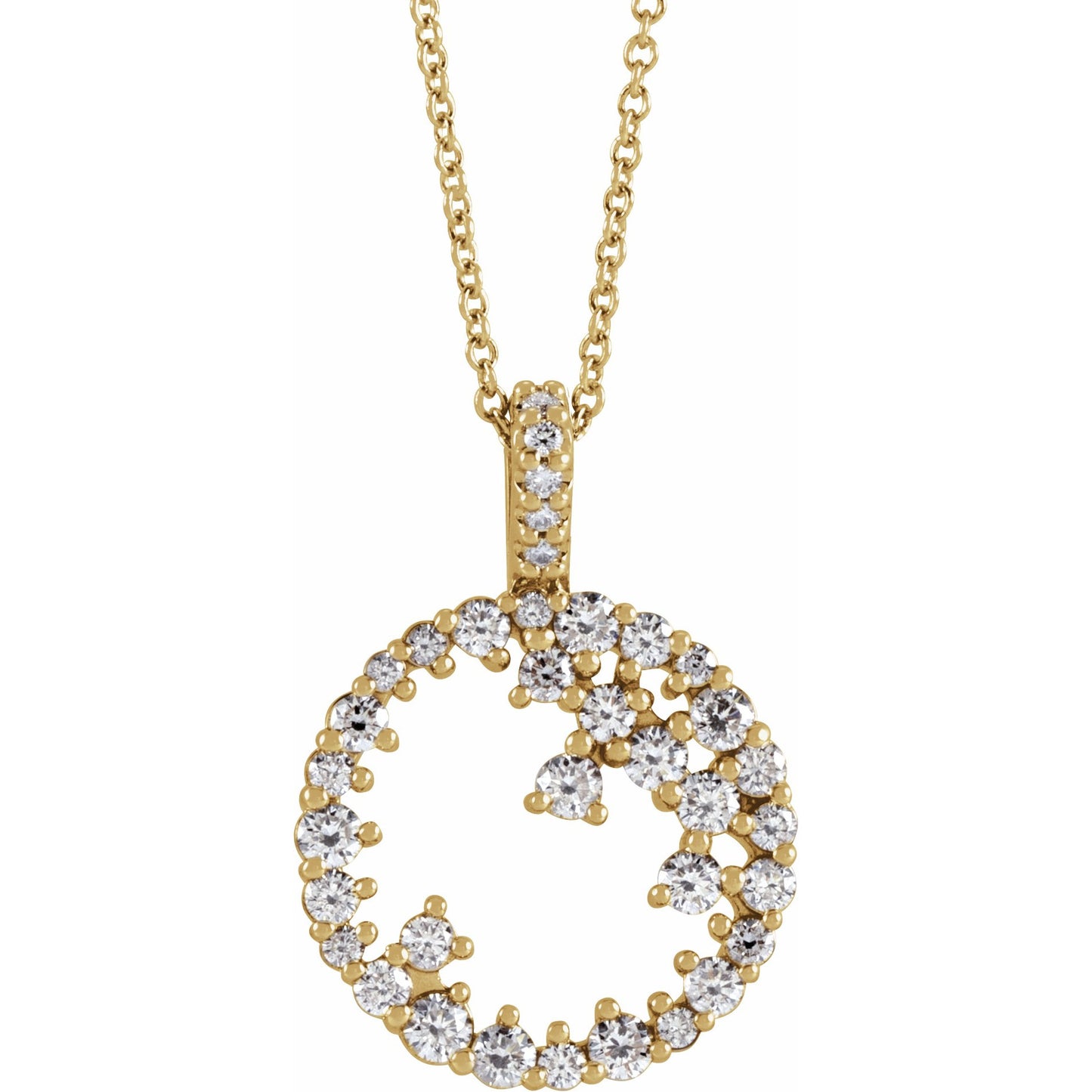14K Yellow 3/4 CTW Diamond Scattered Circle 16-18 Necklace