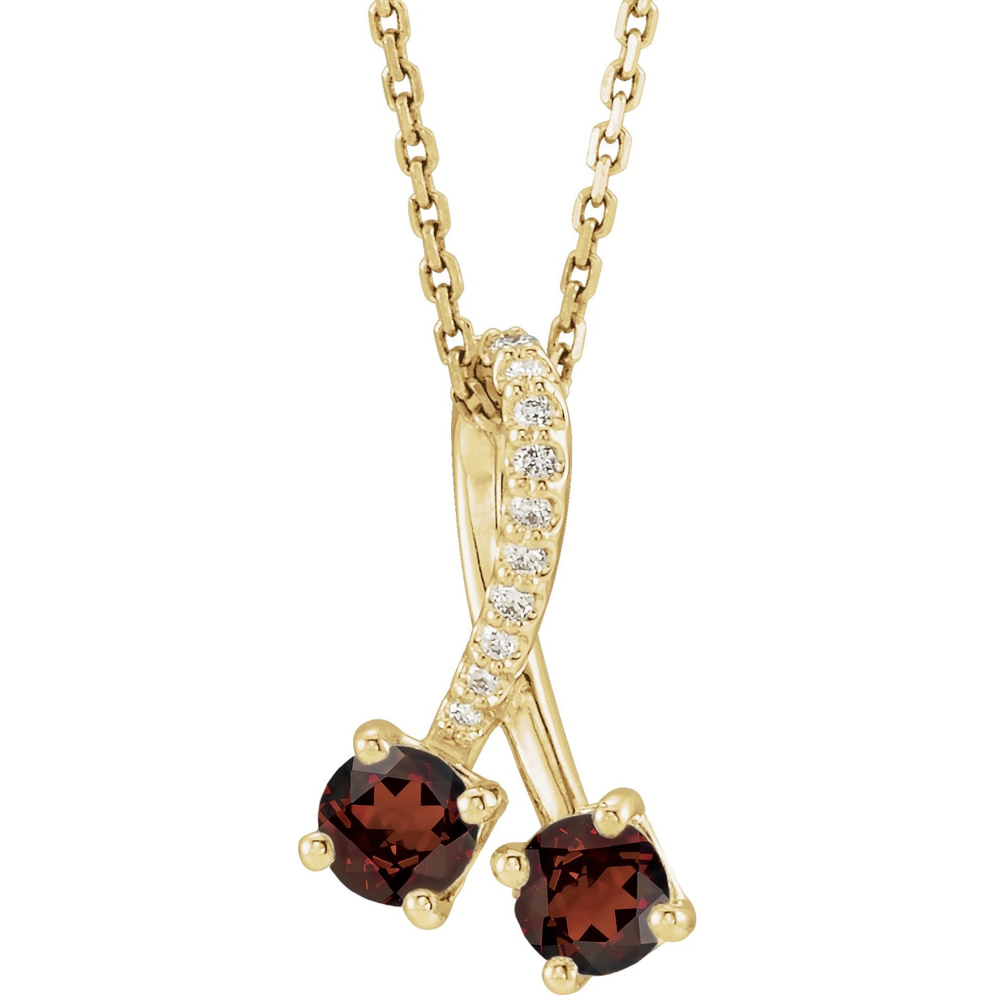 14K Yellow Mozambique Garnet & .05 CTW Diamond 16-18 Necklace