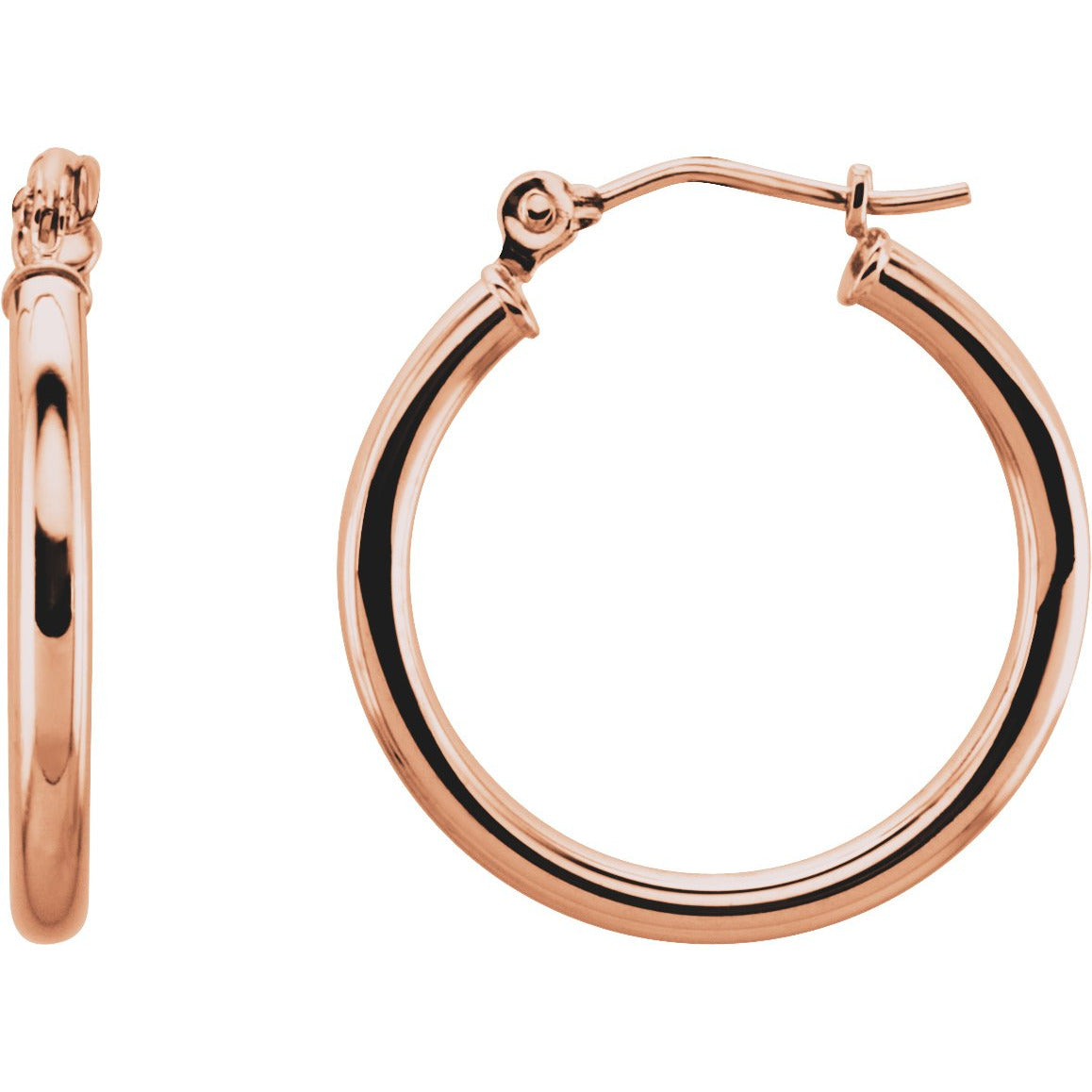 14K Rose 20 mm Hoop Earrings