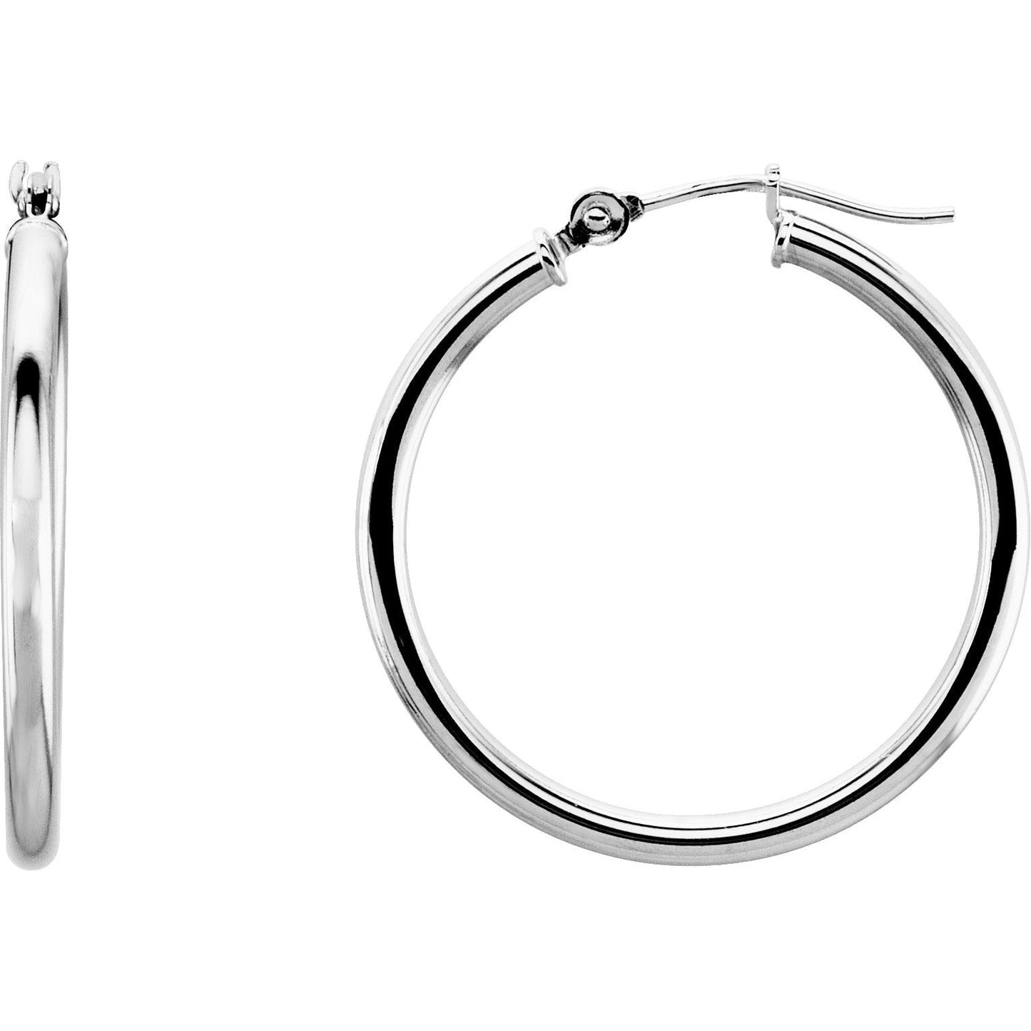 14K White 25 mm Hoop Earrings