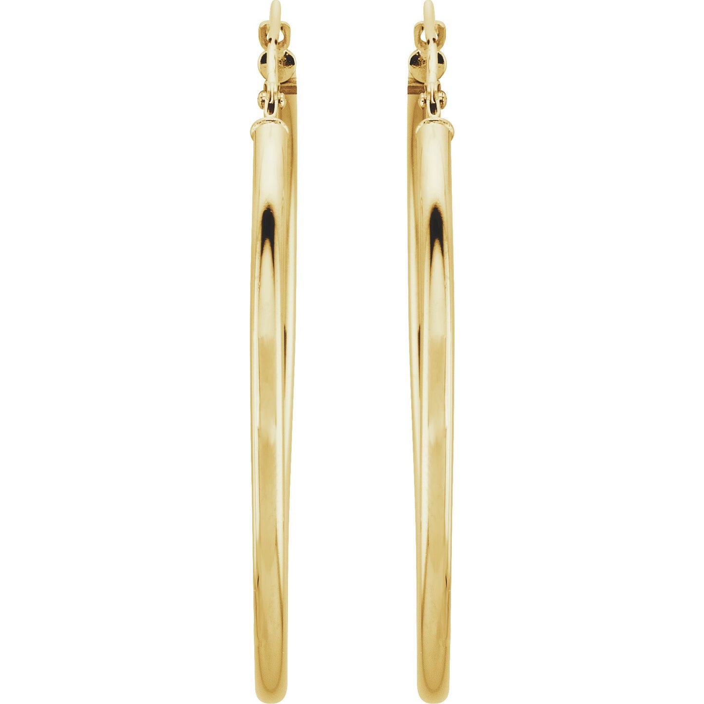 14K Yellow 40 mm Tube Hoop Earrings