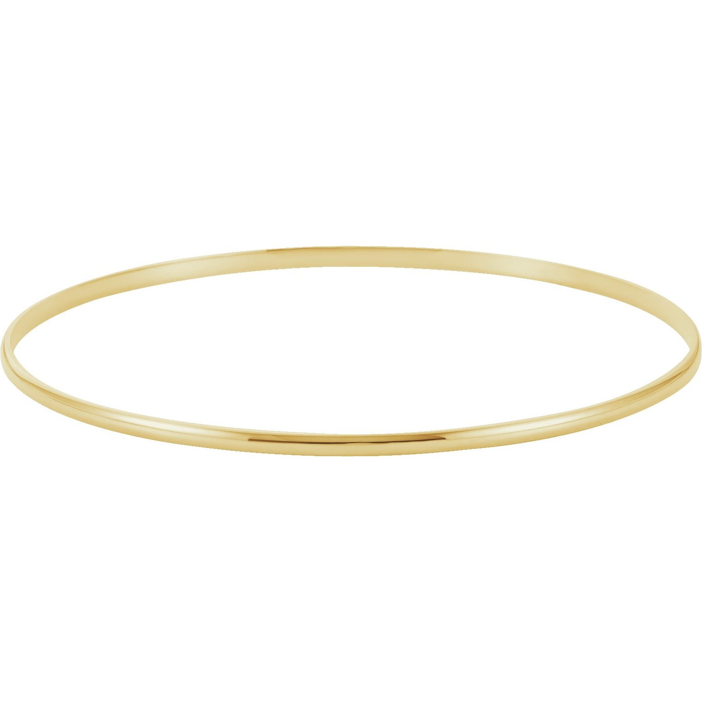 14K Yellow 2 mm Half Round Bangle 7 1/2 Bracelet