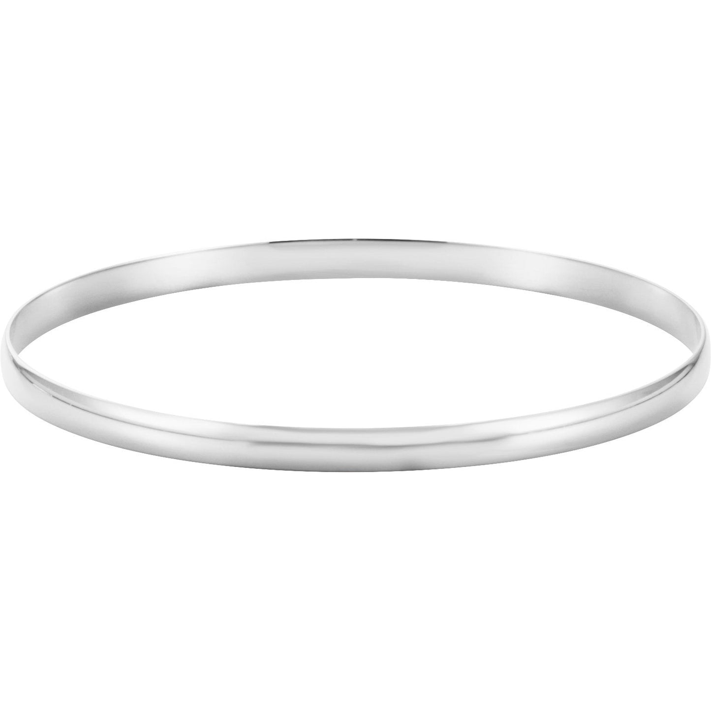 14K White 4 mm Half Round Bangle 7 1/2 Bracelet