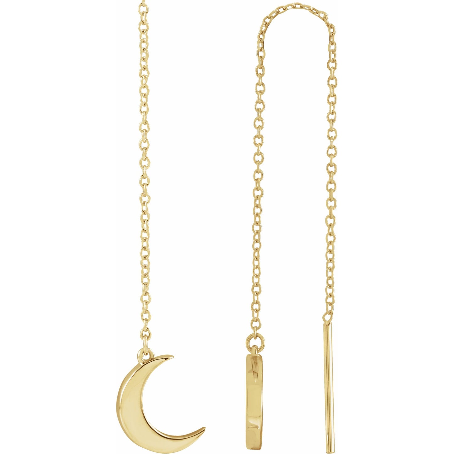 14K Yellow Crescent Chain Earrings