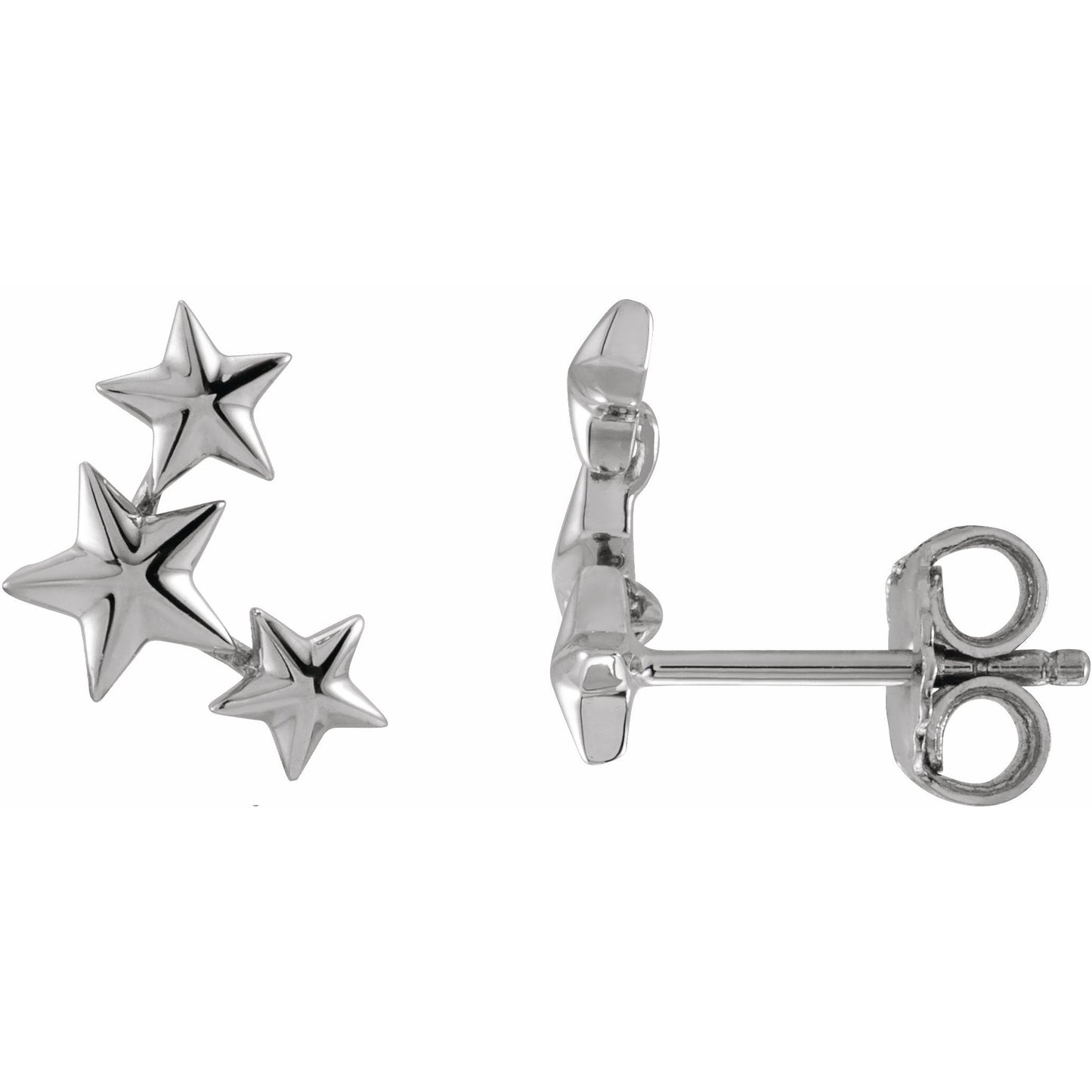 14K White 11.4x4.3 mm Star Ear Climbers