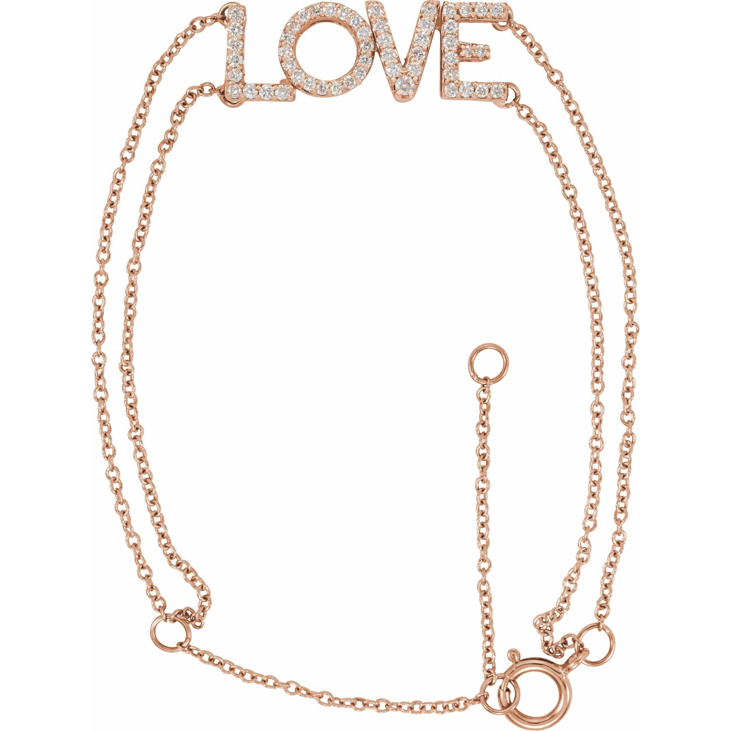 14K Rose 1/4 Diamond Love 5-7 Bracelet