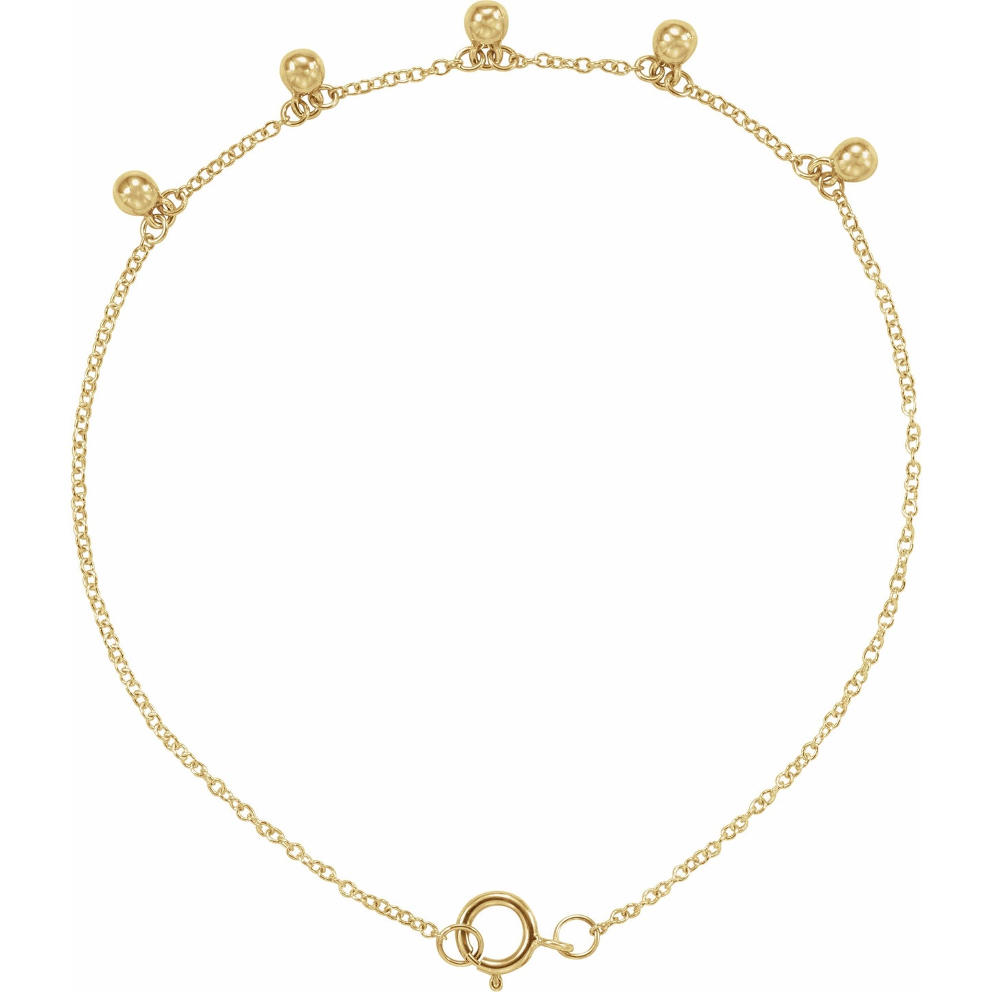 14K Yellow Beaded 5-Station 7 Bracelet