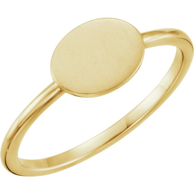 14K Yellow Oval Engravable Ring