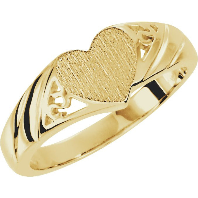 14K Yellow 9x8 mm Heart Signet Ring