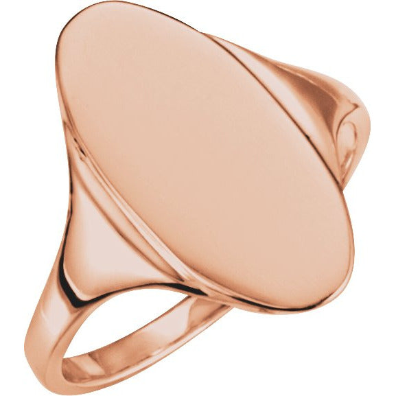 14K Rose 16.4x8.5 mm Oval Signet Ring