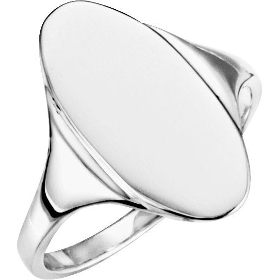 10K White 16.4x8.5 mm Oval Signet Ring