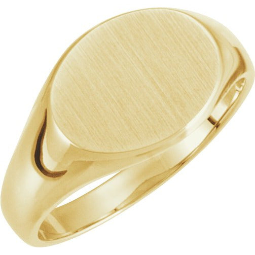10K Yellow 12x9 mm Oval Signet Ring