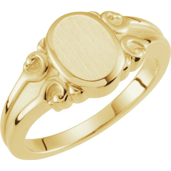 14K Yellow 9.7x8 mm Oval Signet Ring