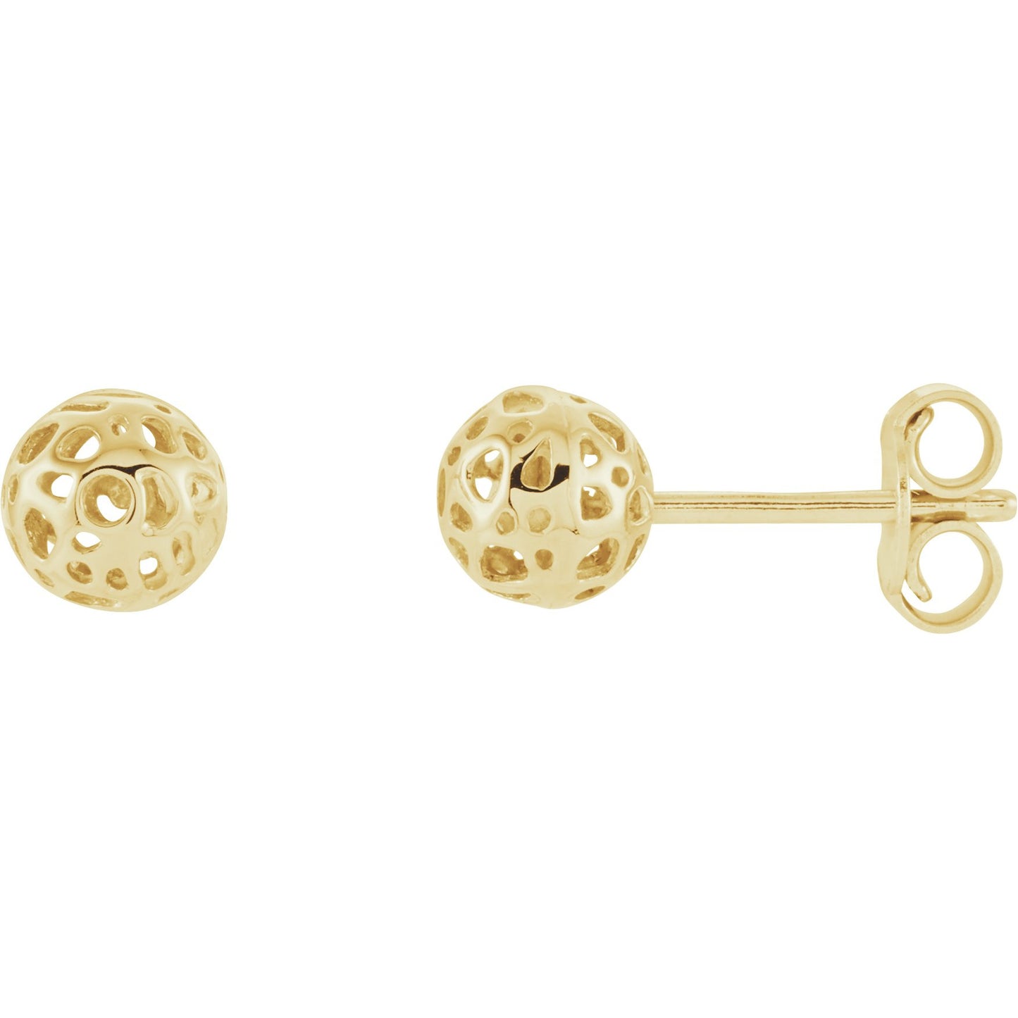 14K Yellow Ball Earrings