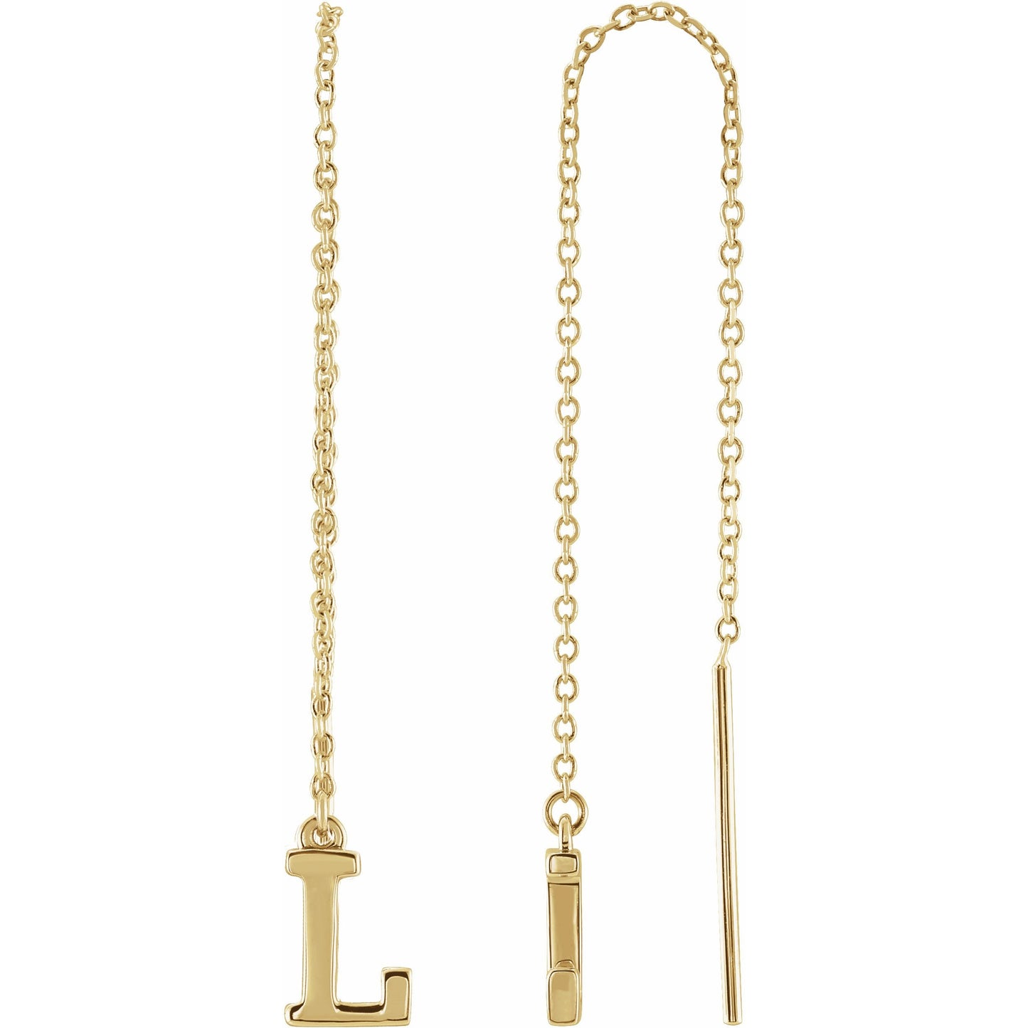 14K Yellow Single Initial L Chain Earring