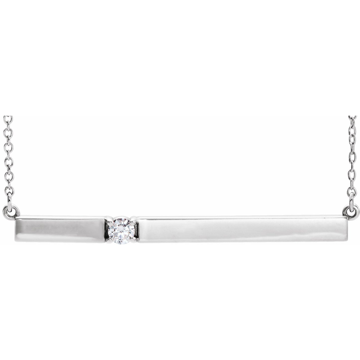 14K White 1/10 CTW Diamond Bar 17.5 Necklace
