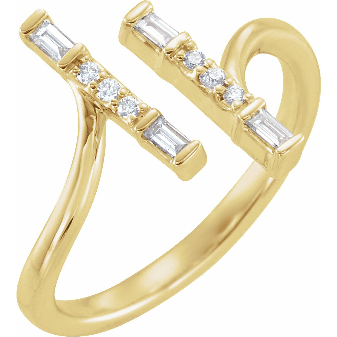 14K Yellow 1/6 CTW Diamond Double Bar Ring
