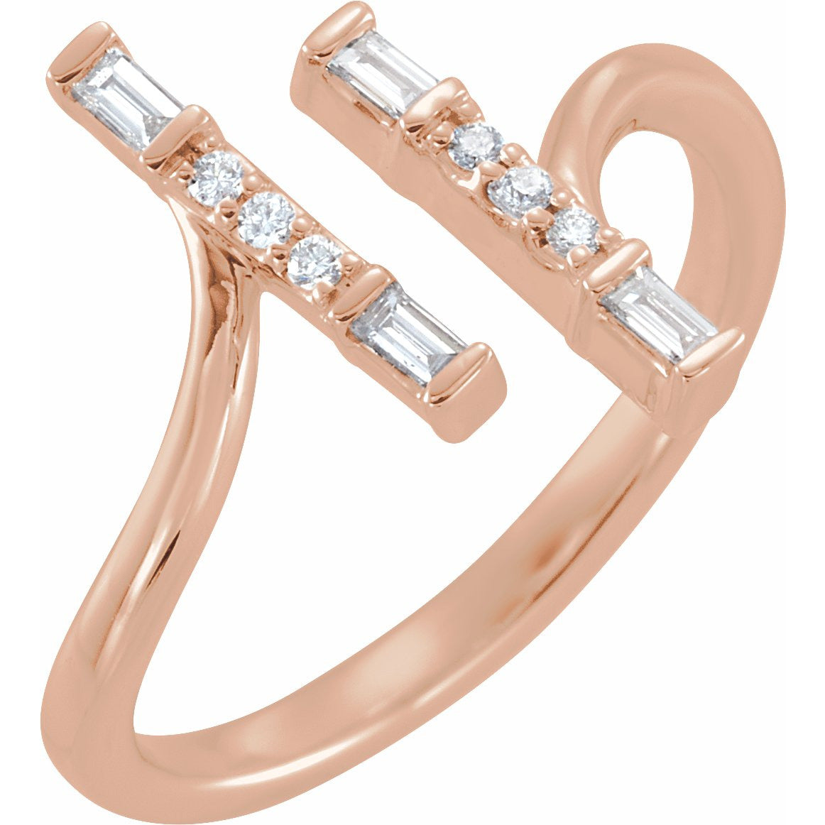 14K Rose 1/6 CTW Diamond Double Bar Ring