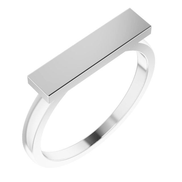 14K White 16x4 mm Rectangle Signet Ring