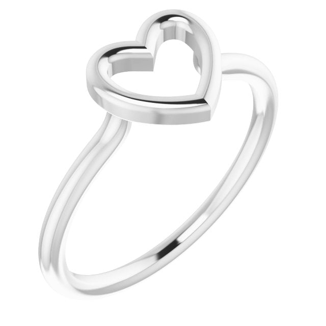 14K White Heart Ring