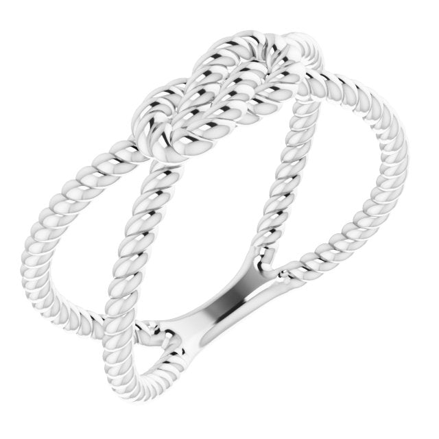 14K White Rope Knot Ring