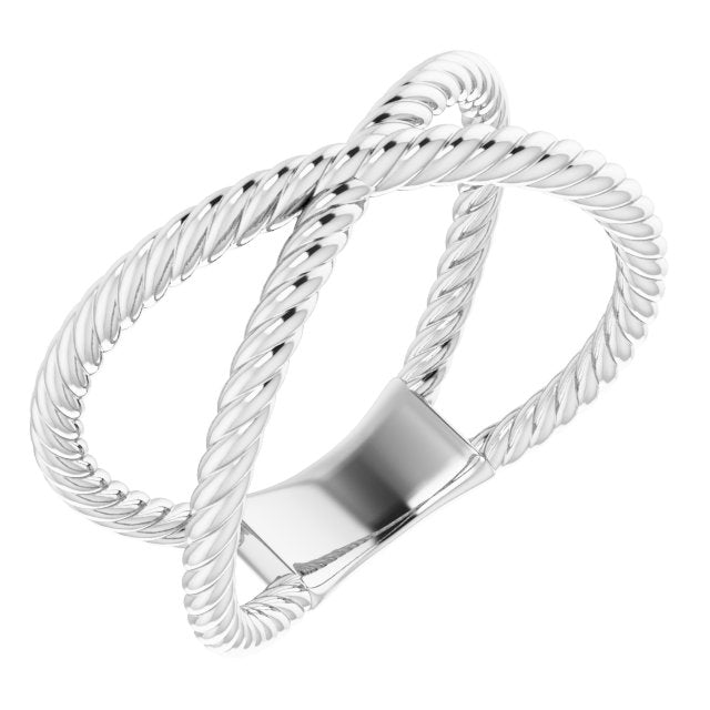 14K White Criss-Cross Rope Ring