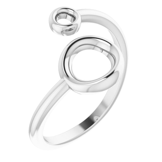 14K White Double Circle Bypass Ring