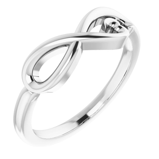 14K White Infinity-Inspired Heart Ring