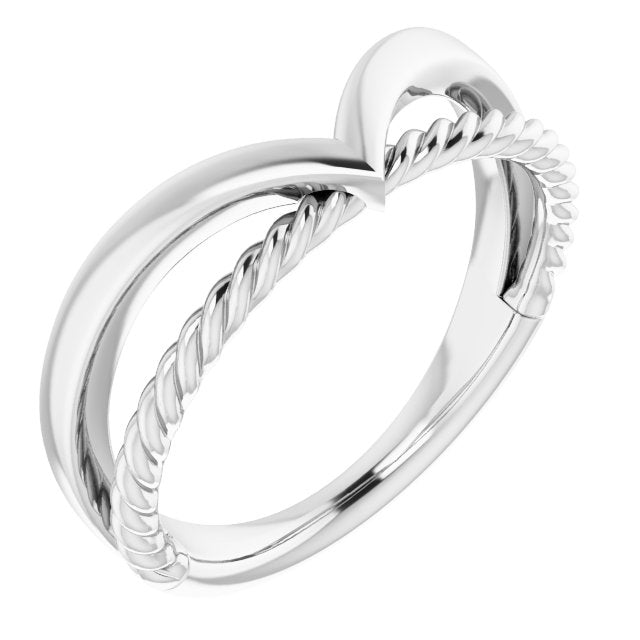 14K White Negative Space Rope Ring