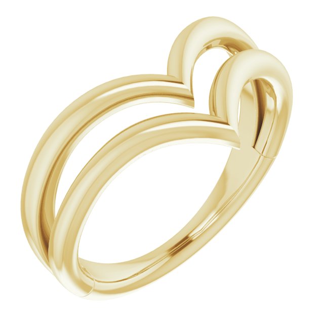 14K Yellow Double V Ring