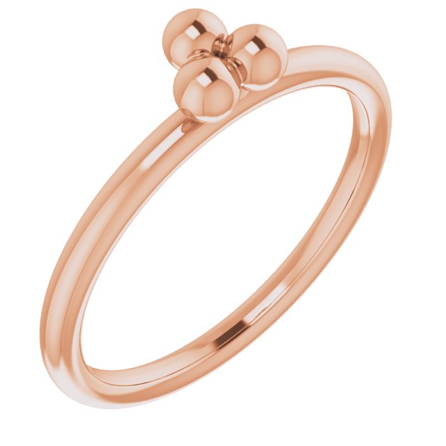 14K Rose Stackable Beaded Ring