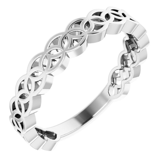 14K White Geometric Stackable Ring