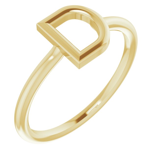 Letter D 14KT Yellow Gold Initial Ring