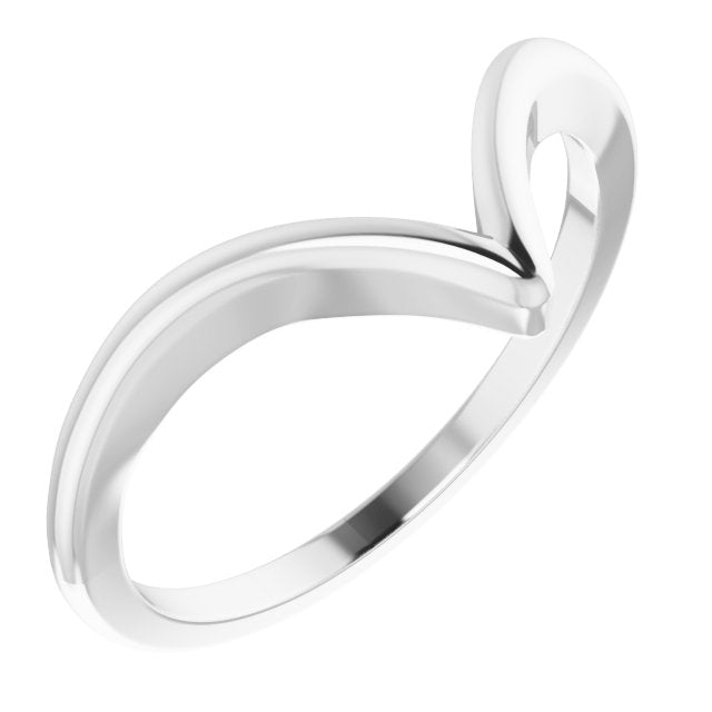 14K White V Ring