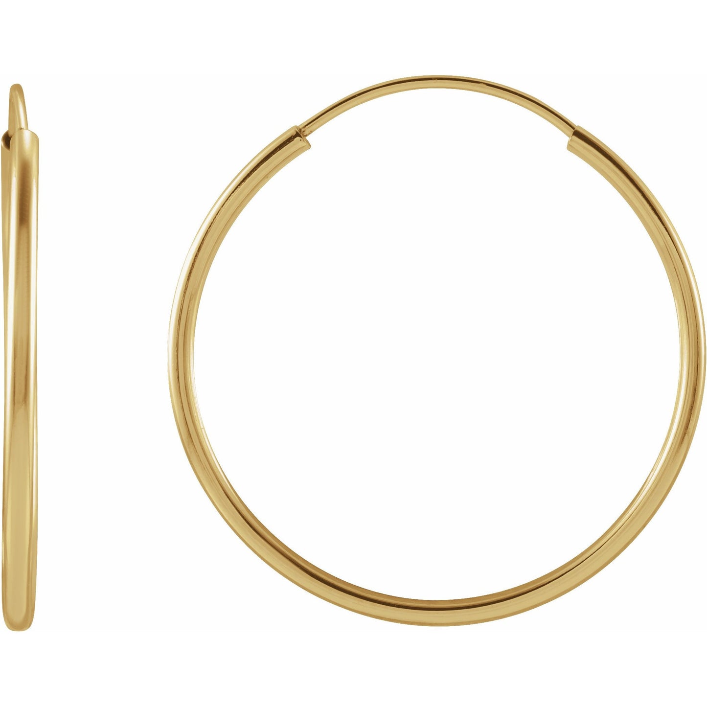 14K Yellow 20 mm Flexible Endless Hoop Earrings