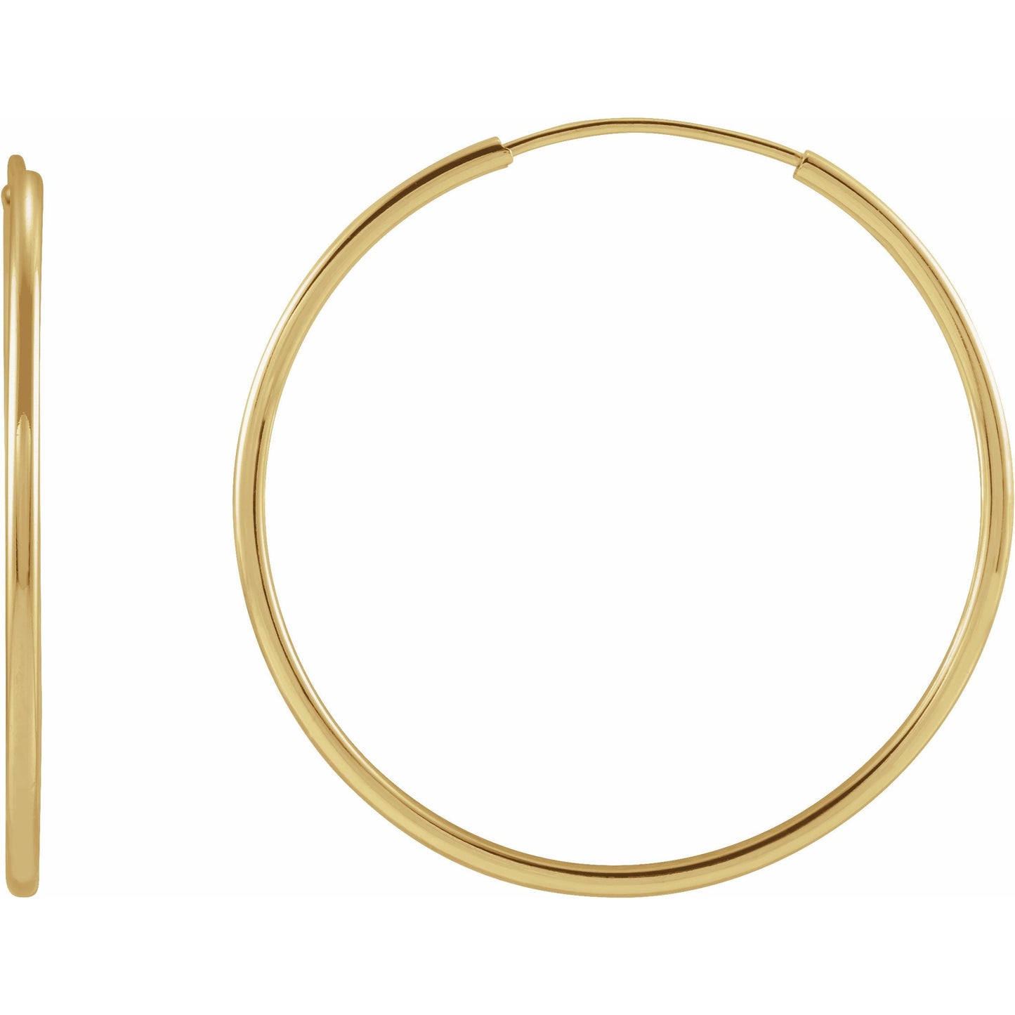 14K Yellow 25 mm Flexible Endless Hoop Earrings