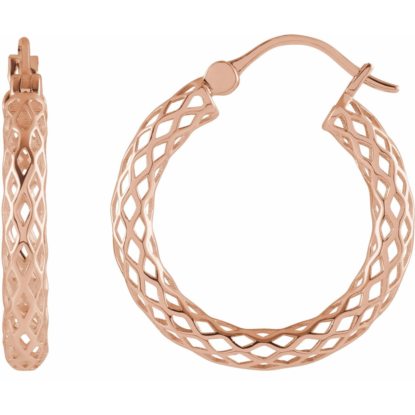 14K Rose 21x2.5 mm Pierced Tube Hoop Earrings