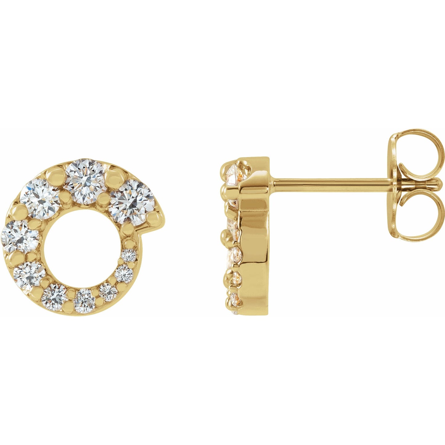 14K Yellow 1/2 CTW Diamond Graduated Circle Earrings