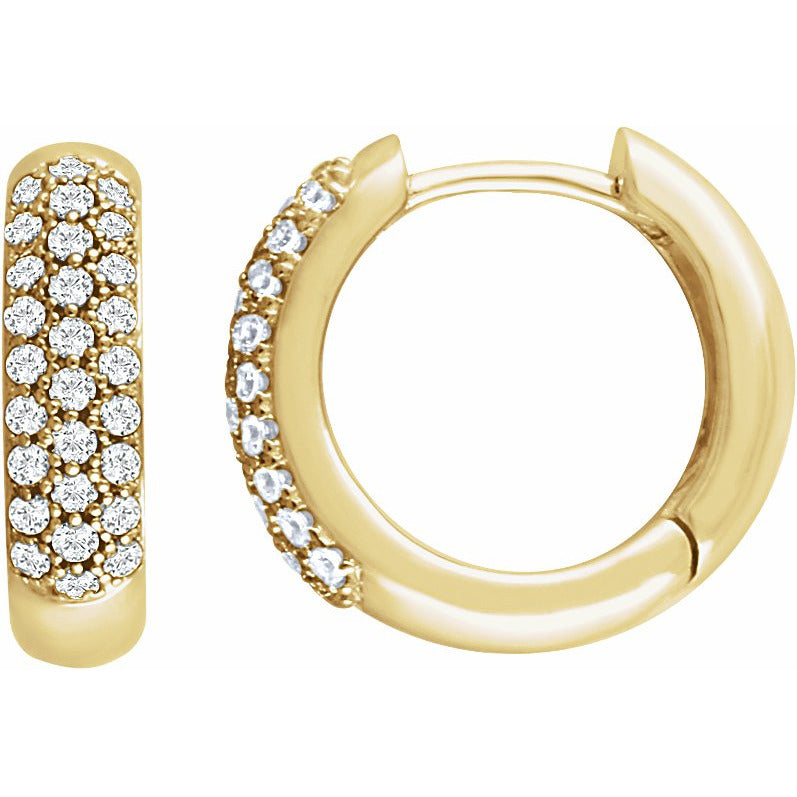14K Yellow 1/2 CTW Diamond Pavu00e9 Hoop Earrings