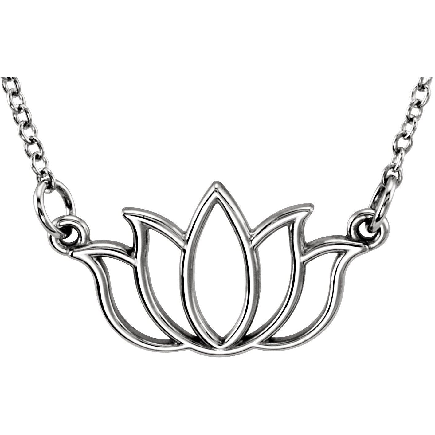 14K White Tiny Poshu00ae Lotus 16-18 Necklace