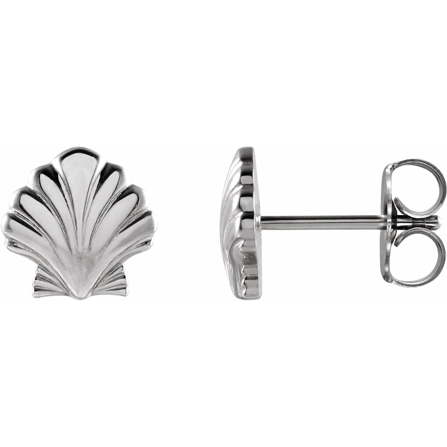 14K White Tiny Shell Earrings