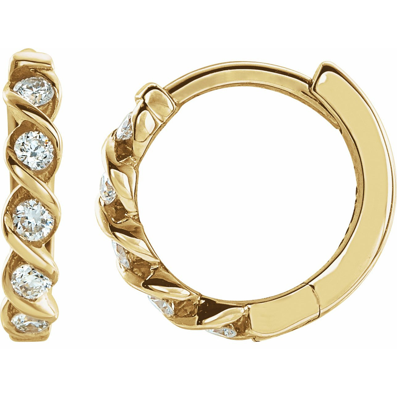 14K Yellow 1/10 CTW Diamond Huggies