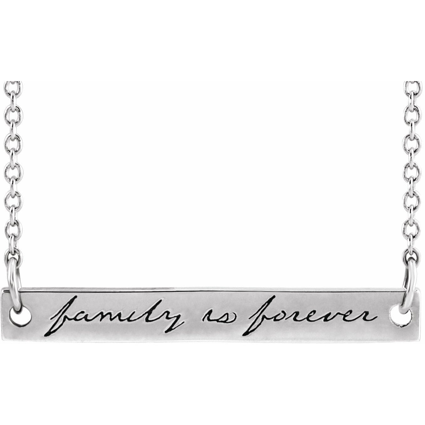 14K White Family is Forever Bar 18 Necklace