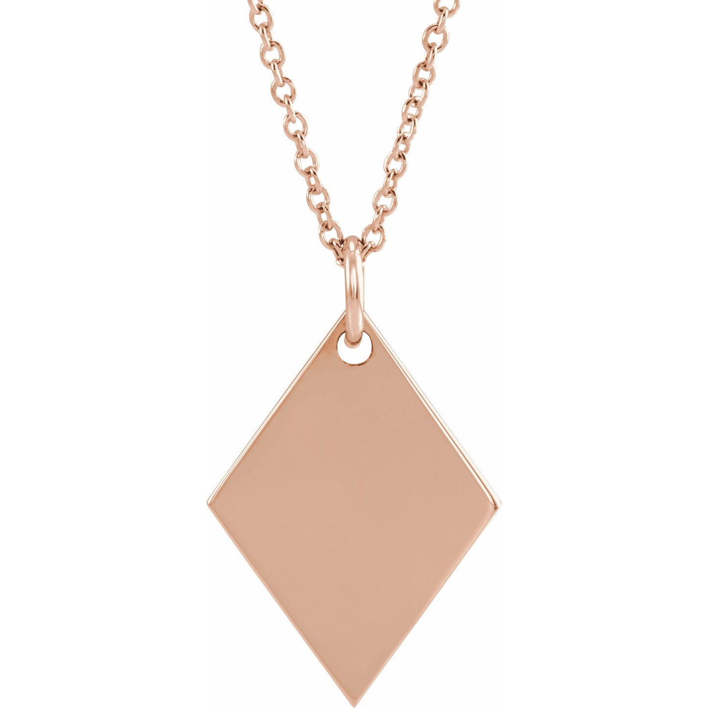 14K Rose Engravable Diamond-Shaped 16-18 Necklace